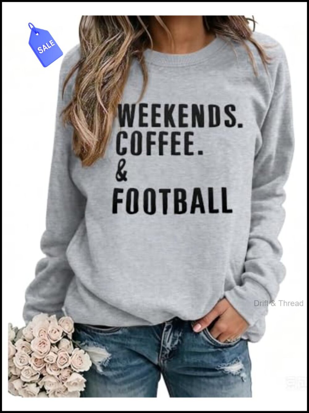 Football Game Day Sweatshirt Pullover Crew Neck Long Sleeve Casual